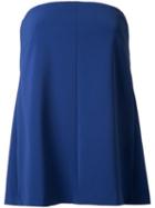 H Beauty & Youth Strapless Flared Blouse, Women's, Size: Small, Blue, Cotton
