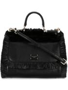 Dolce & Gabbana - Sicily Tote - Women - Calf Leather/straw - One Size, Black, Calf Leather/straw