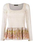 Cecilia Prado - Knitted Peplum Blouse - Women - Acrylic/polyester/viscose/metallic Fibre - M, Nude/neutrals, Acrylic/polyester/viscose/metallic Fibre