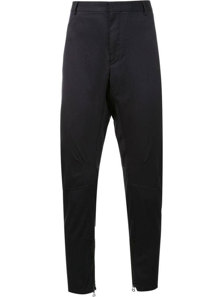 Lanvin Straight Fit Biker Trousers, Men's, Size: 58, Black, Cotton/silk