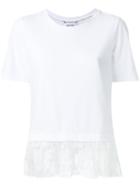 Muveil Lace Hem T-shirt, Women's, Size: 38, White, Polyester/cotton