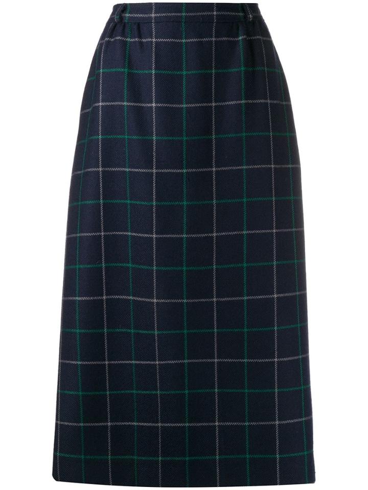 Burberry Pre-owned 1990s Checked A-line Midi Skirt - Blue