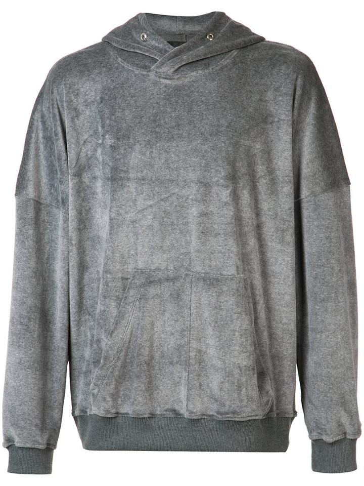 Daniel Patrick Velour Hoodie, Men's, Size: Small, Grey, Cotton/polyester