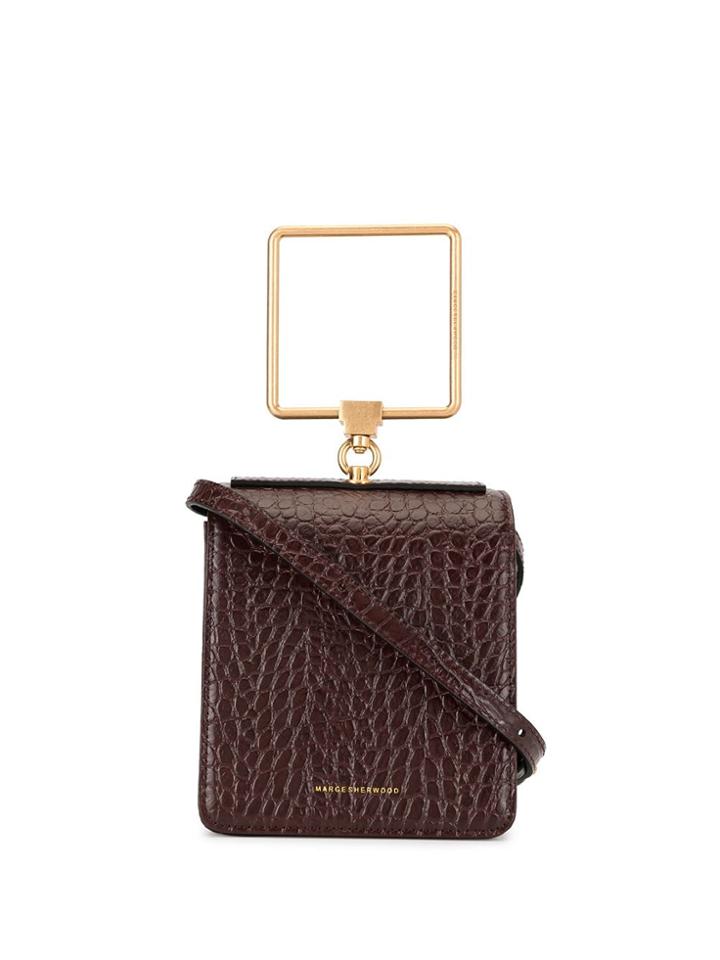 Marge Sherwood Croc Effect Accordion Bag - Red