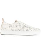 Closed Printed Lace-up Sneakers - White