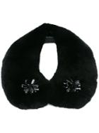 Yves Salomon Embellished Collar, Women's, Black, Rabbit Fur/silk/polyester