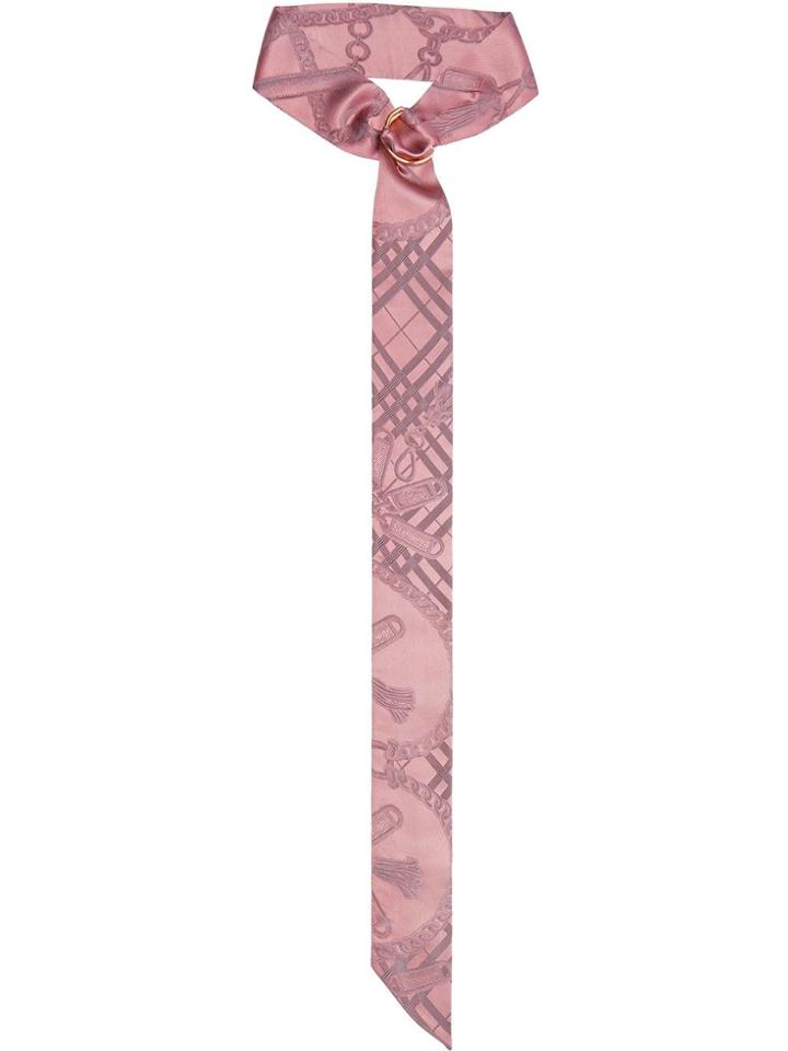 Burberry D-ring Detail Chain Silk Jacquard Skinny Scarf - Pink