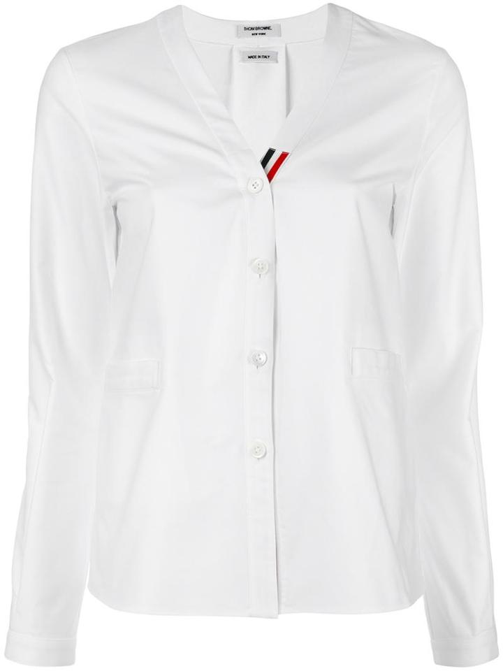 Thom Browne V-neck Cardigan, Women's, Size: 44, White, Cotton