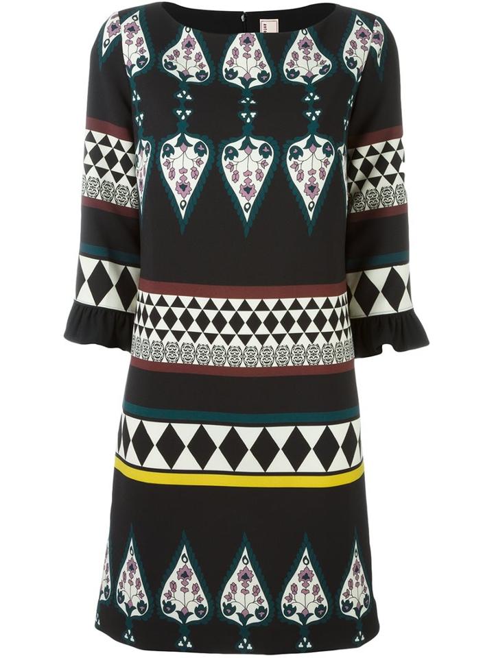 Antonio Marras Geometric Print Dress, Women's, Size: 46, Black, Polyester/spandex/elastane/acetate/viscose