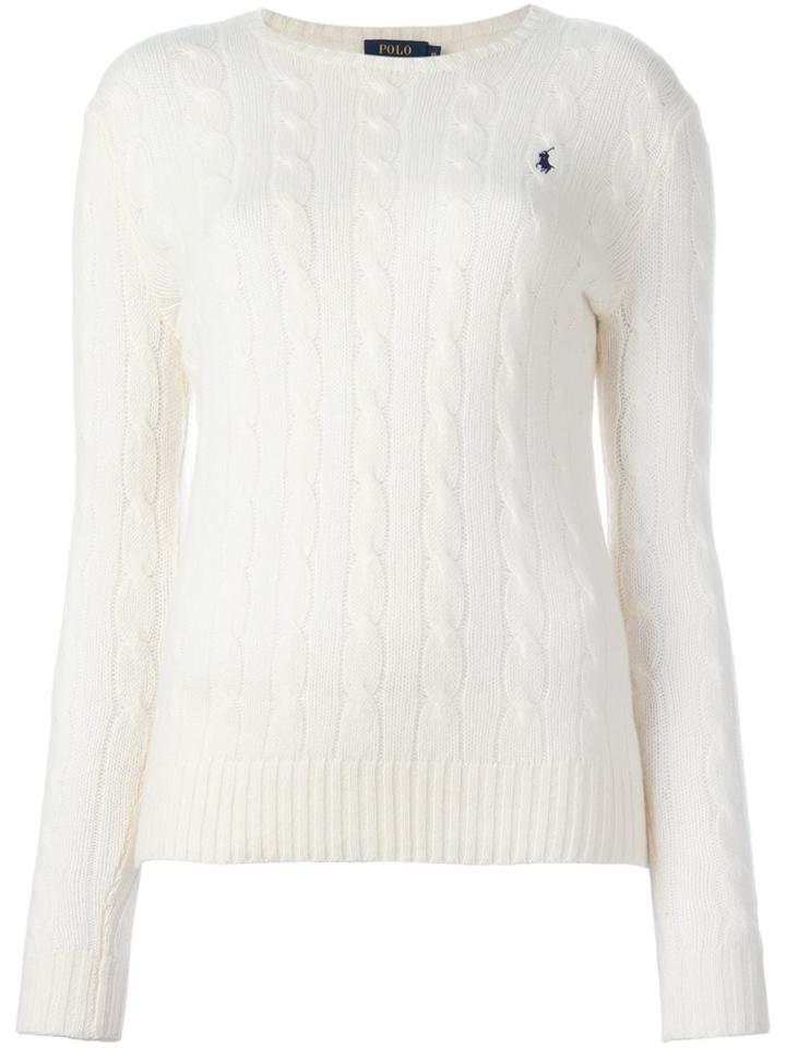 Polo Ralph Lauren Round Neck Pullover, Women's, Size: Large, White, Cashmere/merino