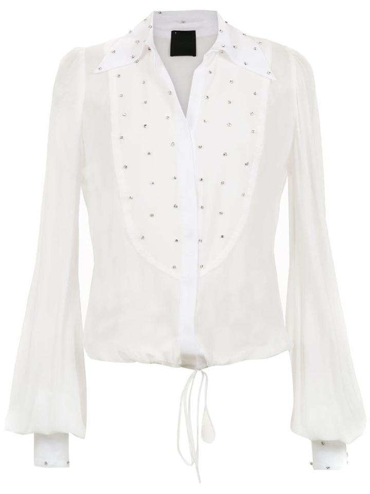 Andrea Bogosian Embellished Silk Shirt - White