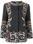 Vilshenko Floral Embroidered Jacket, Women's, Size: 10, Green, Cotton/linen/flax/acetate/cupro
