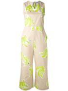 Msgm - Banana Print Jumpsuit - Women - Cotton - 42, Nude/neutrals, Cotton