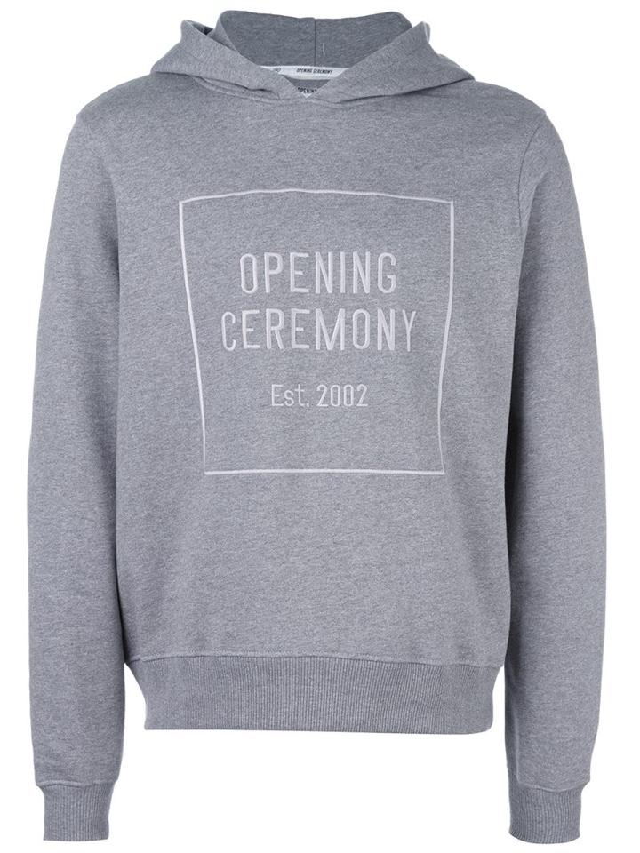 Opening Ceremony Logo Print Pullover Hoodie, Men's, Size: Large, Grey, Cotton