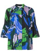 Carolina Herrera - Floral Bell Sleeved Blouse - Women - Silk/spandex/elastane - 16, Pink/purple, Silk/spandex/elastane