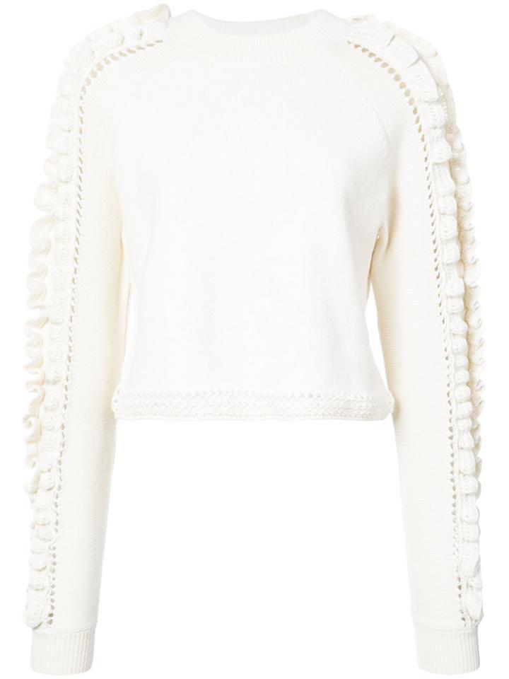 Jonathan Simkhai Crochet Ruffle Cropped Jumper - Nude & Neutrals