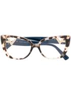 Valentino Eyewear Marbled Cat-eye Frame Glasses - Blue