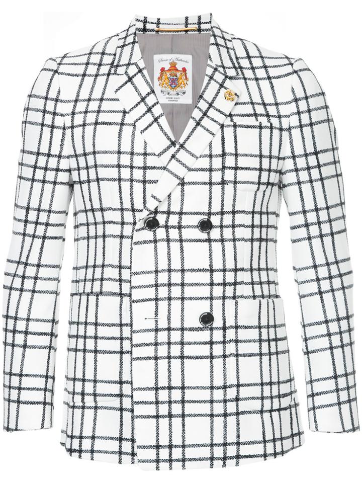Education From Youngmachines Checked Blazer - White