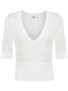 Gloria Coelho Knitted V-neck Top - White