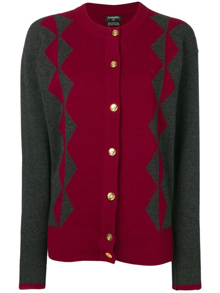 Chanel Vintage Two-tone Cashmere Cardigan - Red