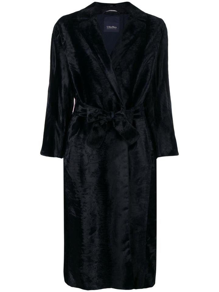's Max Mara Ocroma Belted Fur Coat - Blue