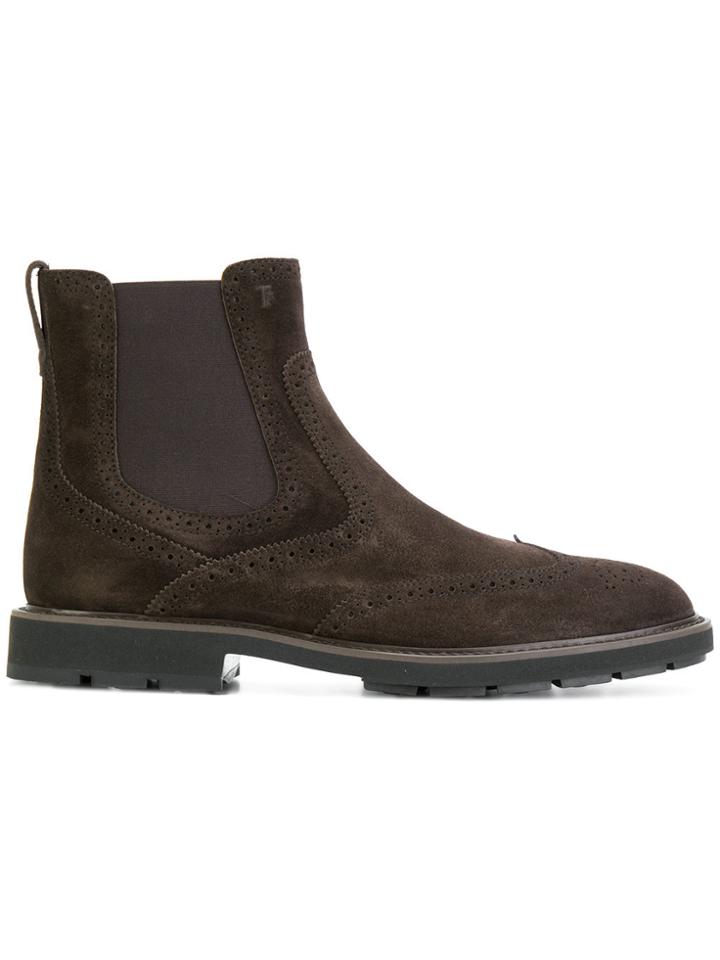 Tod's Brogue-detailed Chelsea Boots - Brown