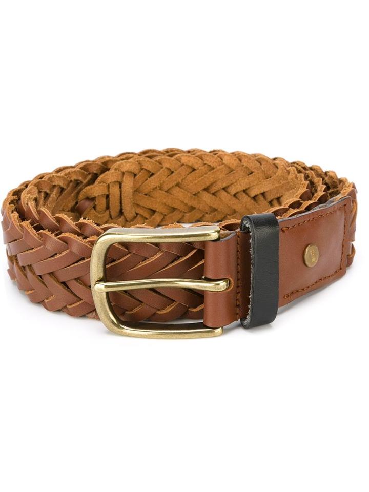 Ami Alexandre Mattiussi Woven Belt, Men's, Size: 100, Brown, Leather