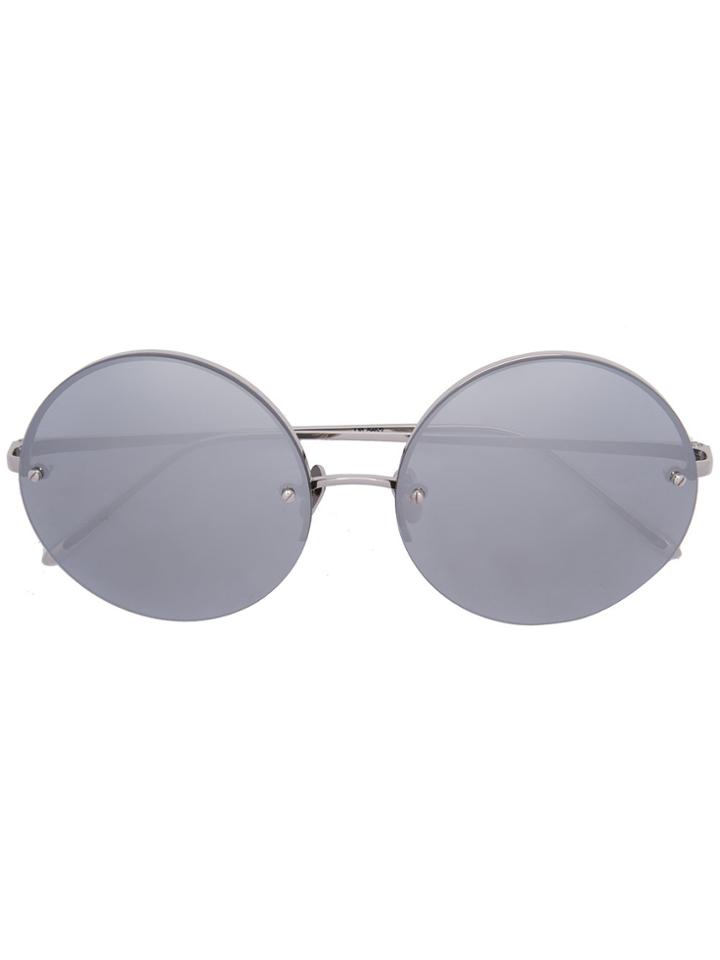 Linda Farrow White Gold 565 C2 Round Sunglasses - Grey