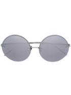 Linda Farrow White Gold 565 C2 Round Sunglasses - Grey