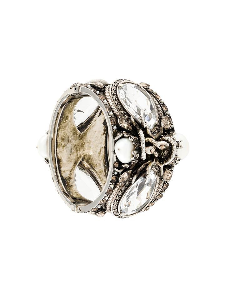 Alexander Mcqueen Embellished Cuff Bracelet - Metallic