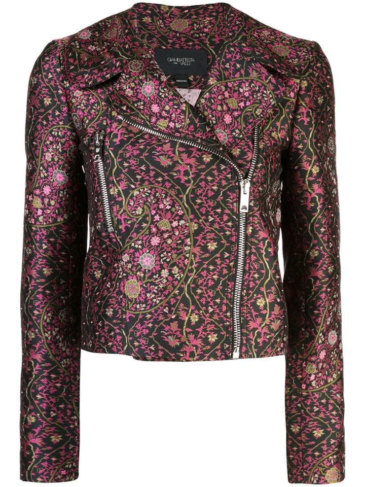 Giambattista Valli Floral Print Biker Jacket - Black
