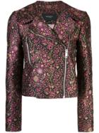 Giambattista Valli Floral Print Biker Jacket - Black