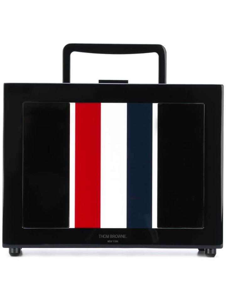 Thom Browne Rwb Stripe Plexiglass Lunchbox Bag - Black
