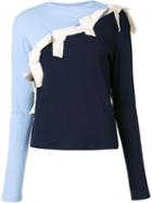 Jacquemus Long Sleeved Bow T-shirt, Women's, Size: 36, Blue, Cotton