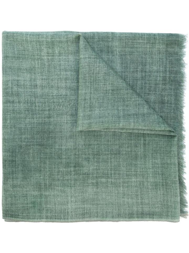 Eleventy Frayed Scarf, Men's, Green, Silk/cashmere/wool