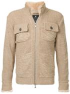 Loveless Ribbed Faux Fur Collar Jacket - Nude & Neutrals
