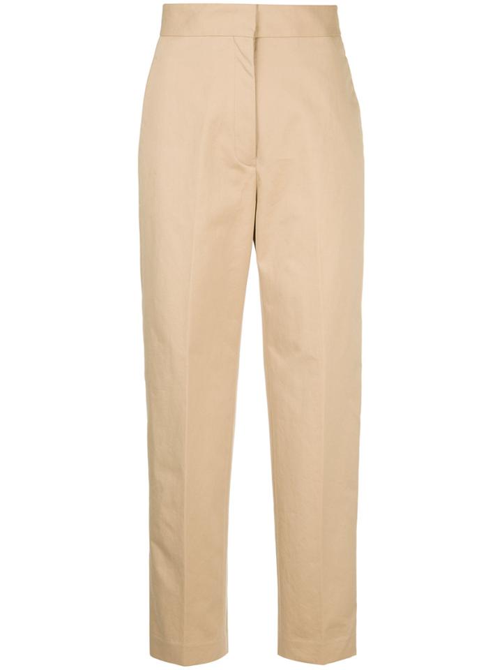 H Beauty & Youth High-waisted Cropped Trousers - Brown