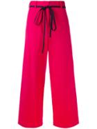 Hache Wide-legged Cropped Trousers, Size: 42, Pink/purple, Cotton/linen/flax/spandex/elastane