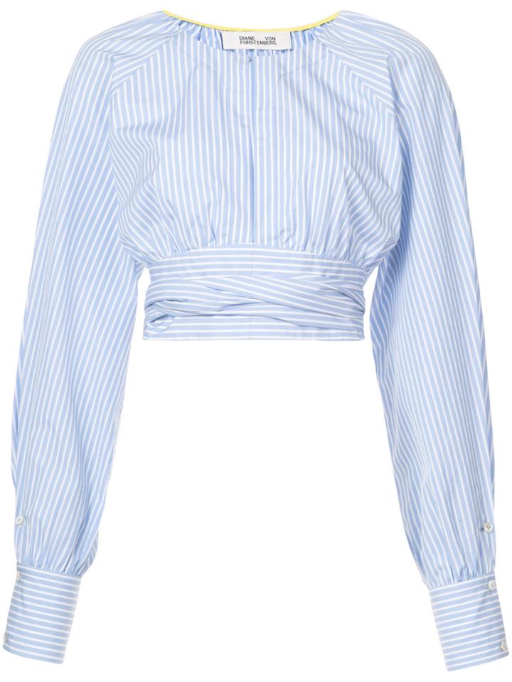 Dvf Diane Von Furstenberg Cinched Waist Cropped Blouse - Blue