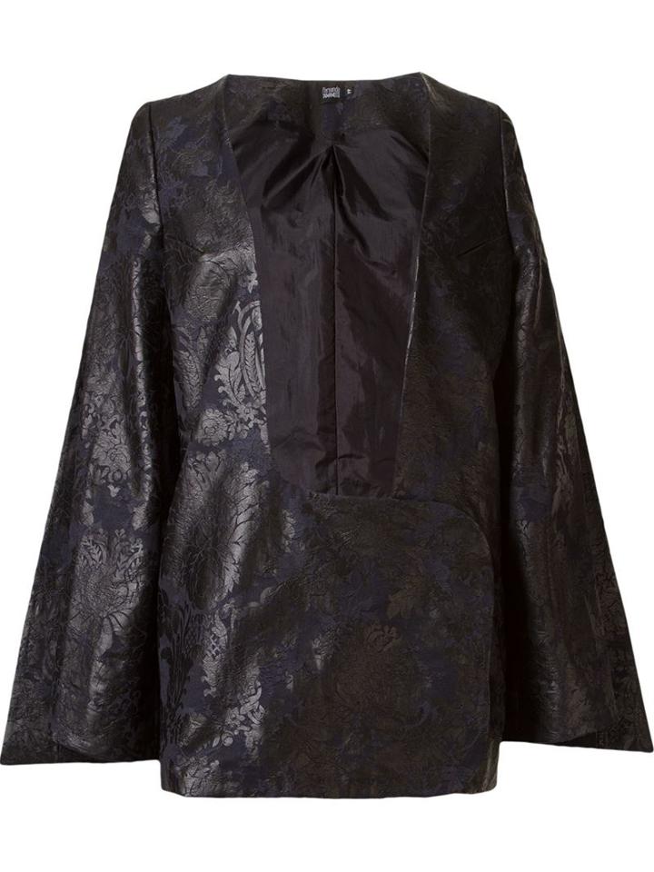 Fernanda Yamamoto Floral Print Plunging Neck Coat