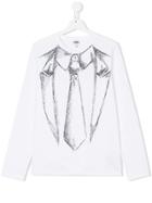 Karl Lagerfeld Kids Tuxedo Graphic Long-sleeved Top - White