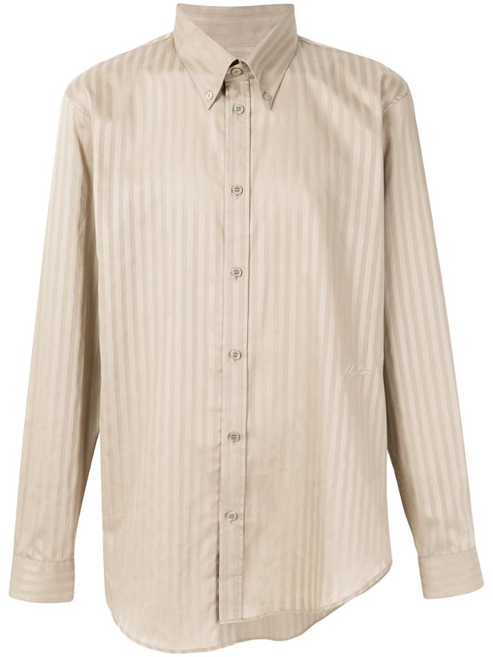 Martine Rose Asymmetric Striped Button Down Shirt - Nude & Neutrals