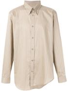 Martine Rose Asymmetric Striped Button Down Shirt - Nude & Neutrals