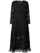 Red Valentino Long-sleeved Lace Dress - Black