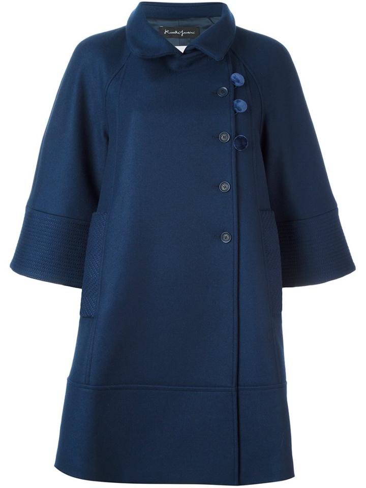 Rossella Jardini Stitch Detail Coat, Women's, Size: 42, Blue, Polyamide/viscose/virgin Wool