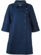 Rossella Jardini Stitch Detail Coat, Women's, Size: 42, Blue, Polyamide/viscose/virgin Wool