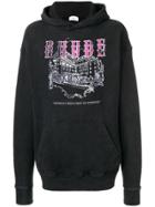 Rhude Oversized Logo Print Hoodie - Black