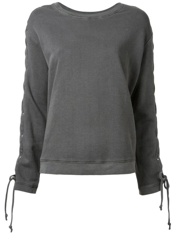 Rta - Lace Up Sleeves Top - Women - Cotton - Xxs, Women's, Grey, Cotton