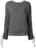 Rta - Lace Up Sleeves Top - Women - Cotton - Xxs, Women's, Grey, Cotton