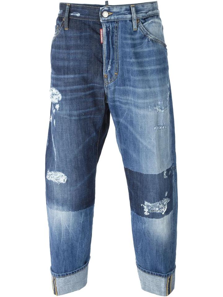 Dsquared2 Workwear Jeans, Men's, Size: 46, Blue, Cotton/polyester/calf Leather